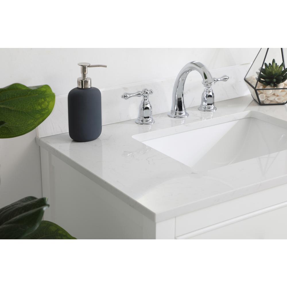 30 inch Single Bathroom Vanity in White with Backsplash. Picture 4
