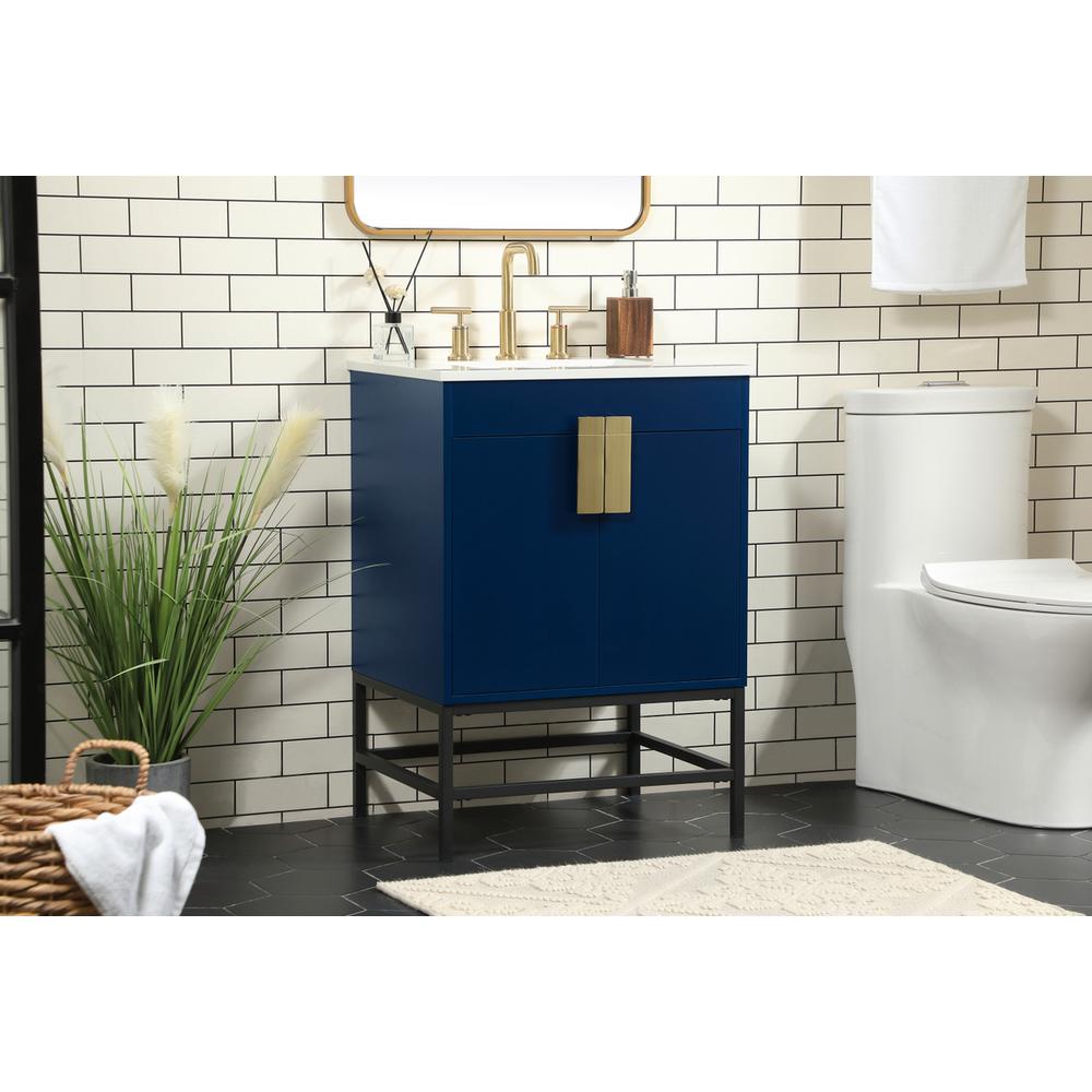 24 inch Single bathroom vanity in blue. Picture 2