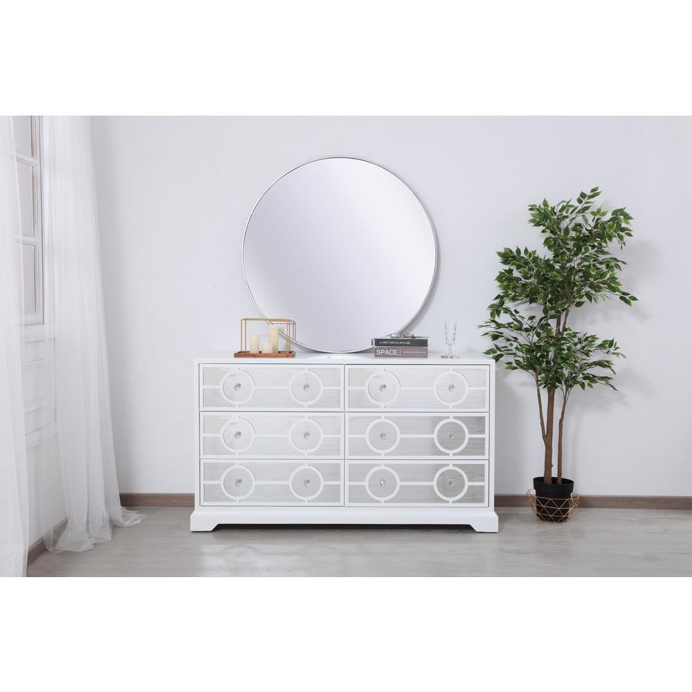 60 in. mirrored six drawer cabinet in white. Picture 10