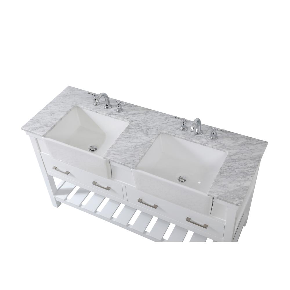 60 inch double bathroom vanity in white. Picture 10