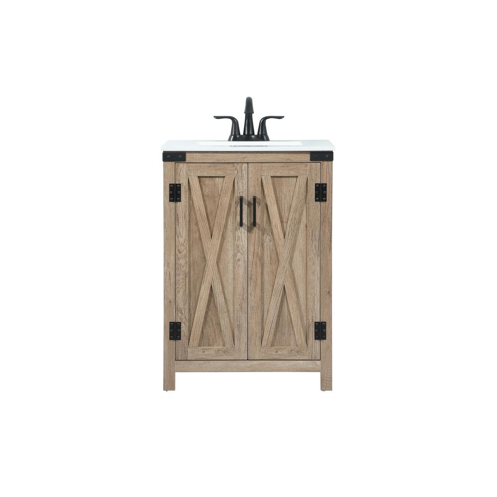 24 inch Single bathroom vanity in natural oak. Picture 1