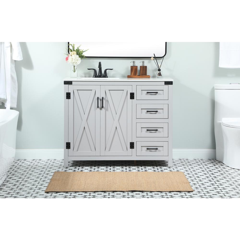 42 inch Single bathroom vanity in grey. Picture 14