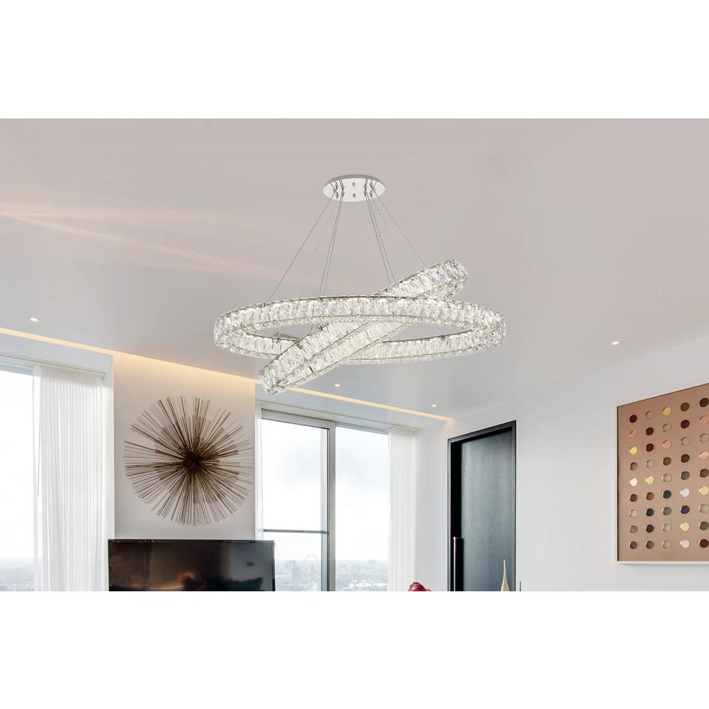 Monroe Integrated LED light Chrome Chandelier Clear Royal Cut Crystal. Picture 7
