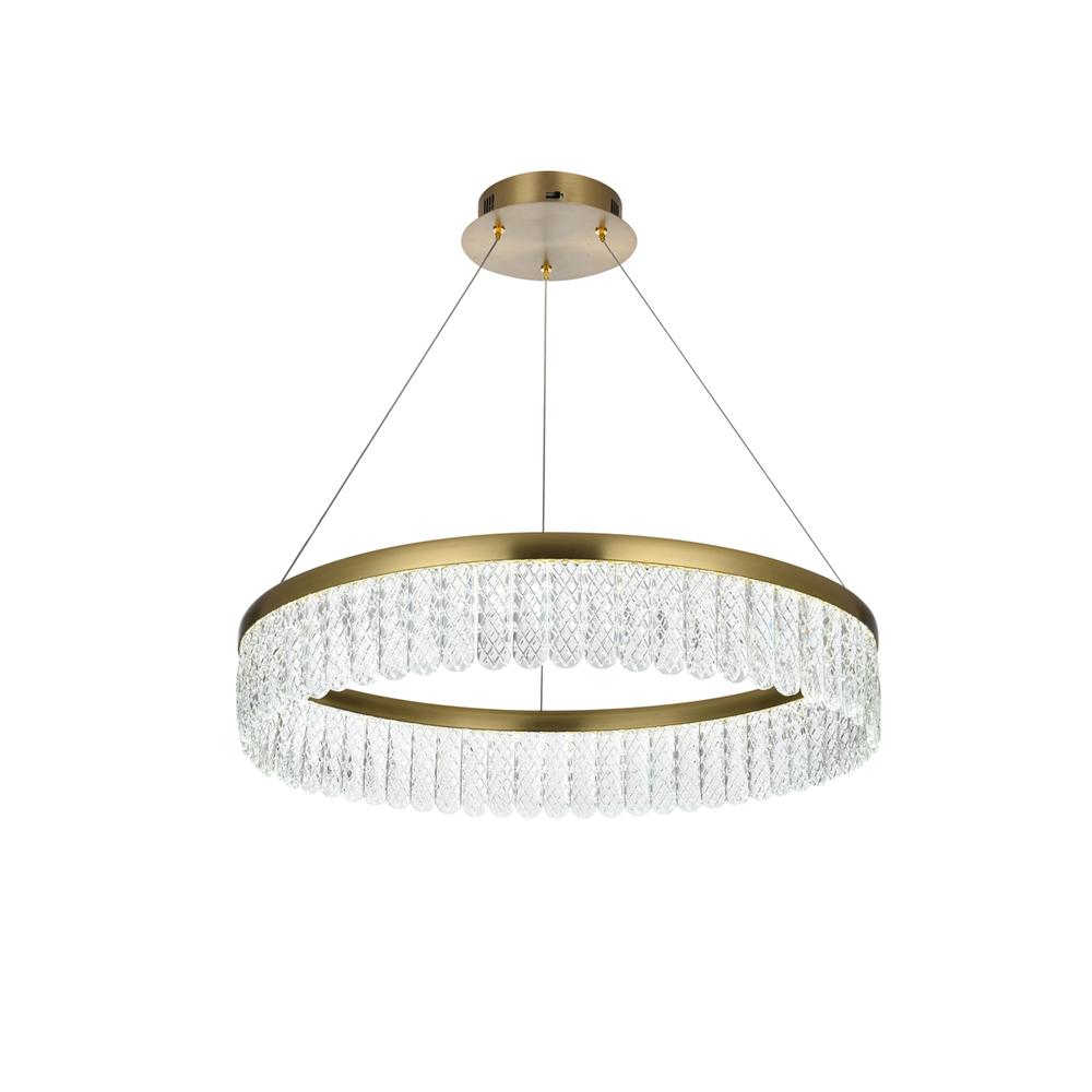 Rune 24 inch Adjustable LED chandelier in Satin Gold. Picture 3