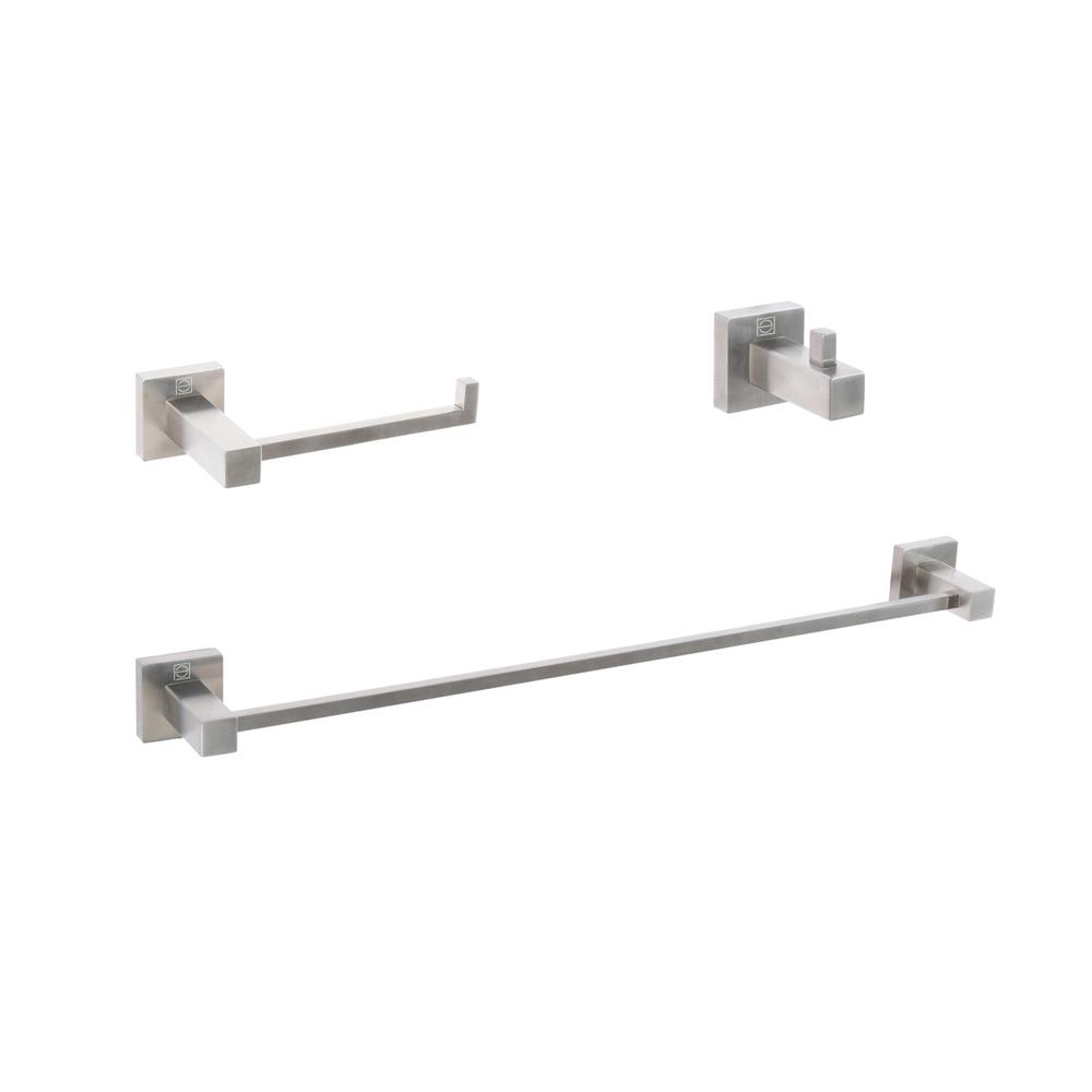 Isla 3-Piece Bathroom Hardware Set in Brushed Nickel. Picture 1