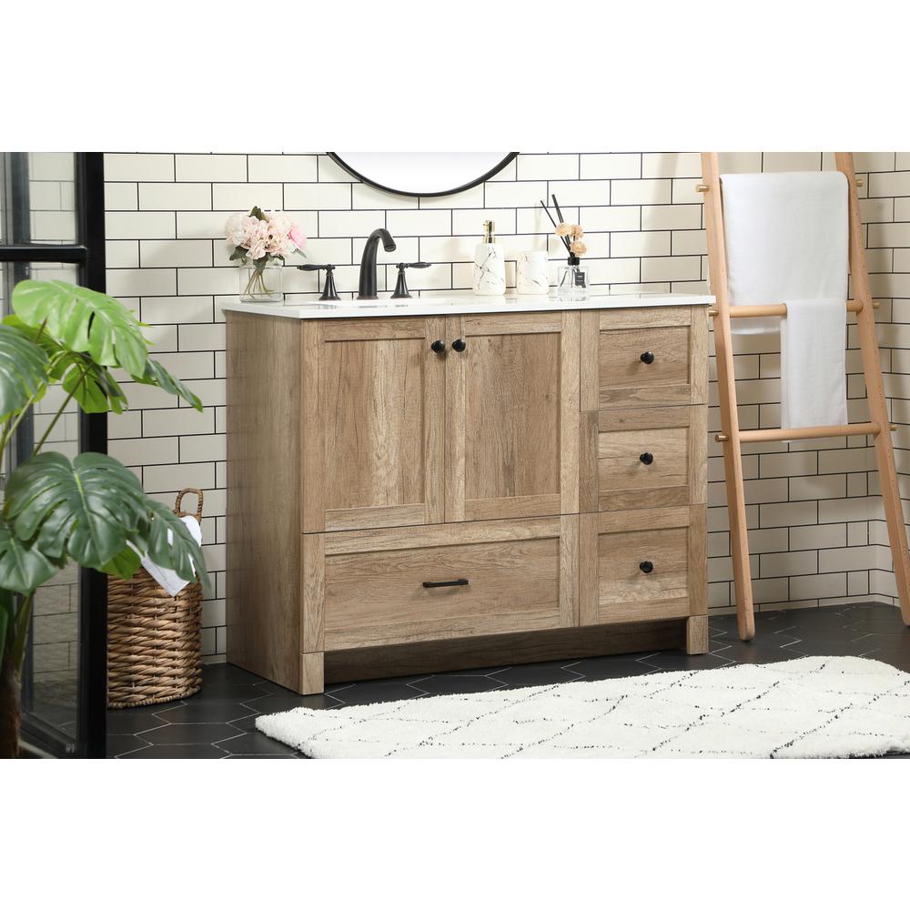 42 inch Single bathroom vanity in natural oak. Picture 2