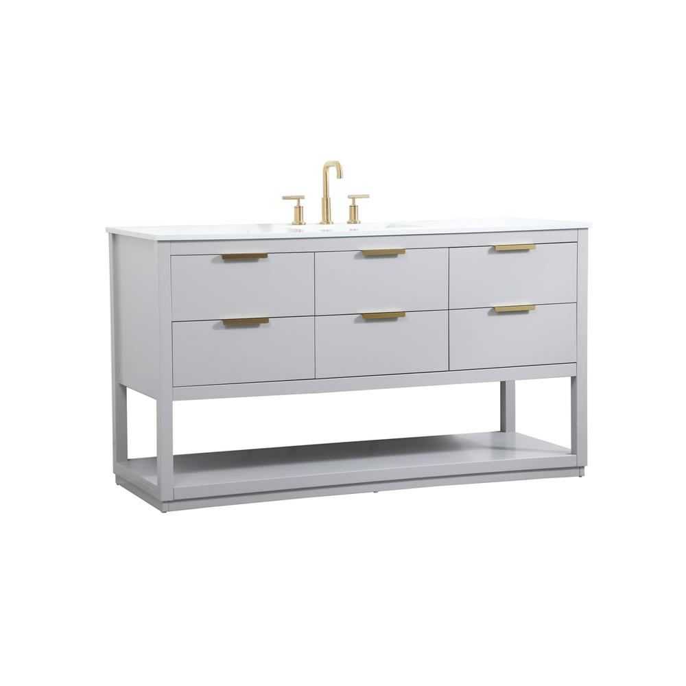60 inch Single bathroom vanity in grey. Picture 7