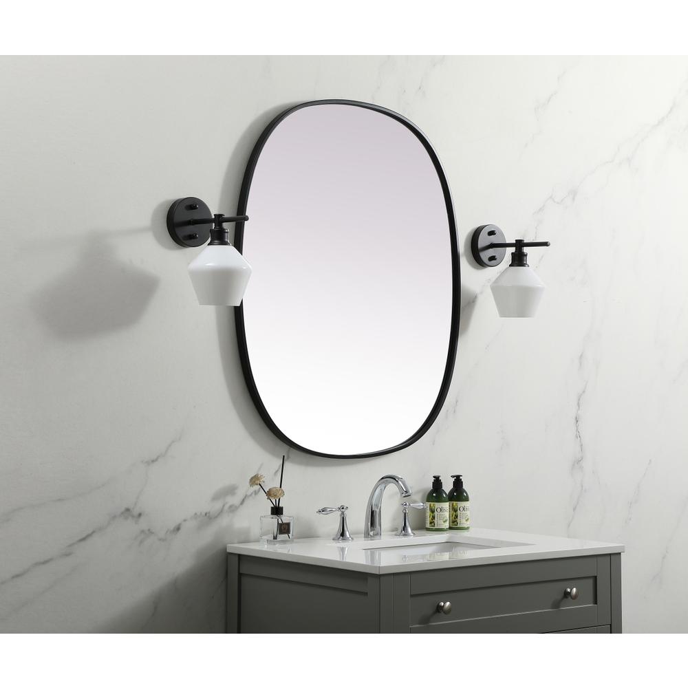 Metal Frame Oval Mirror 30x36 Inch in Black. Picture 2