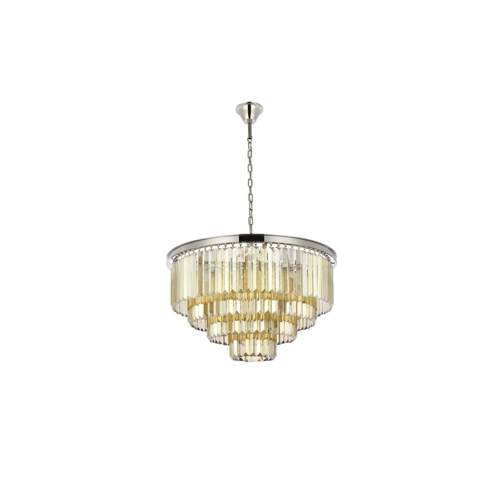 Sydney 17 light polished nickel Chandelier Golden Teak (Smoky) Royal Cut Crystal. Picture 6