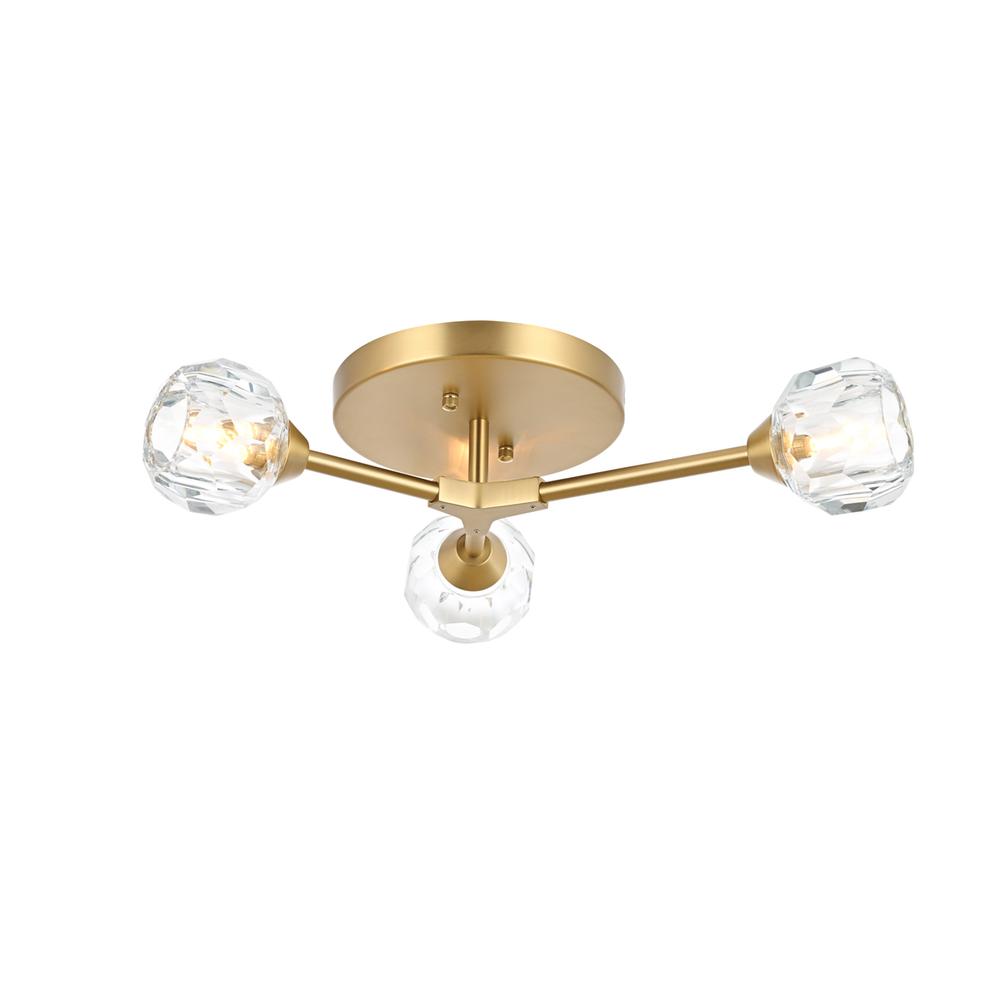 Zayne 3 Light Flush Mount in Gold. Picture 2