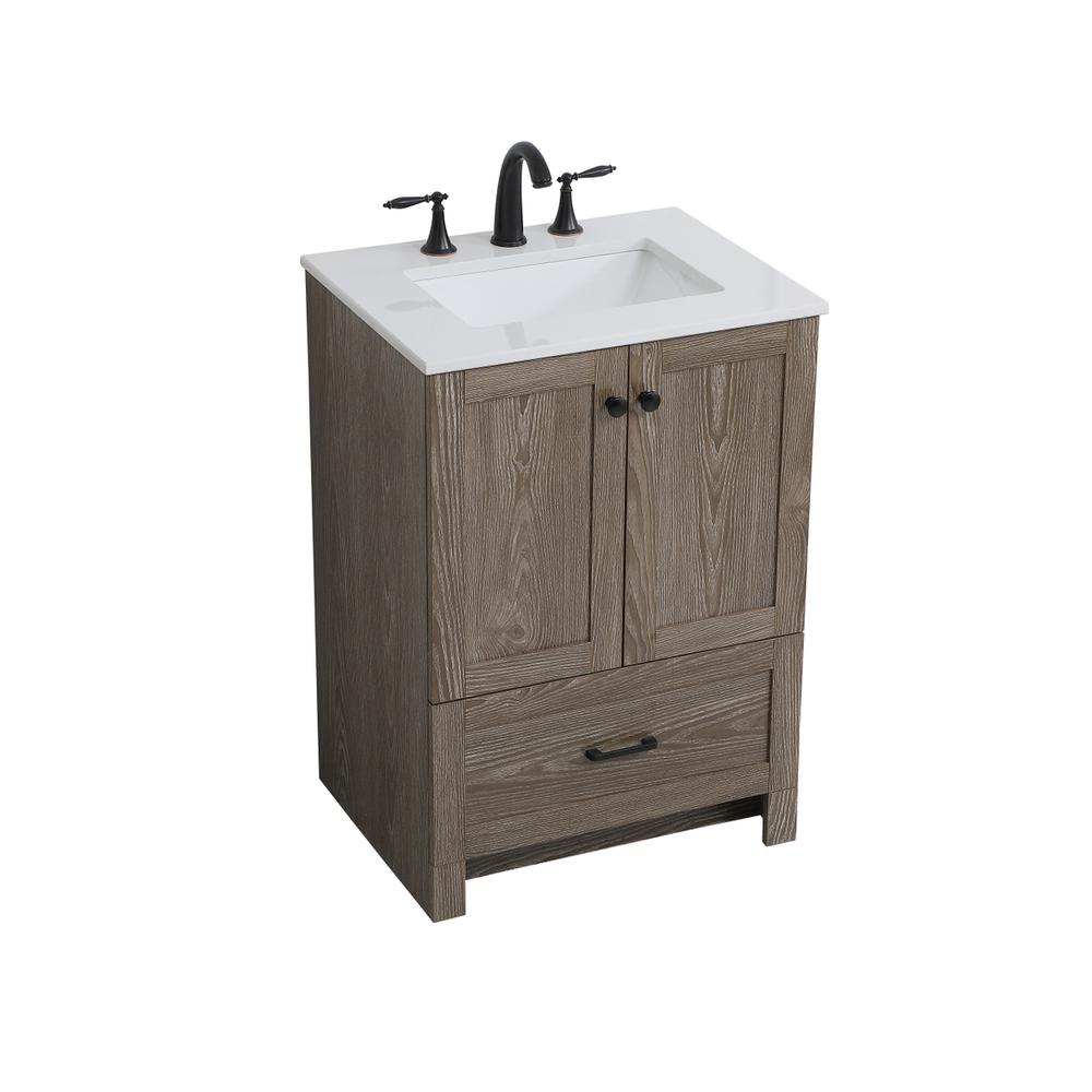 24 inch Single Bathroom Vanity in Weathered oak. Picture 7