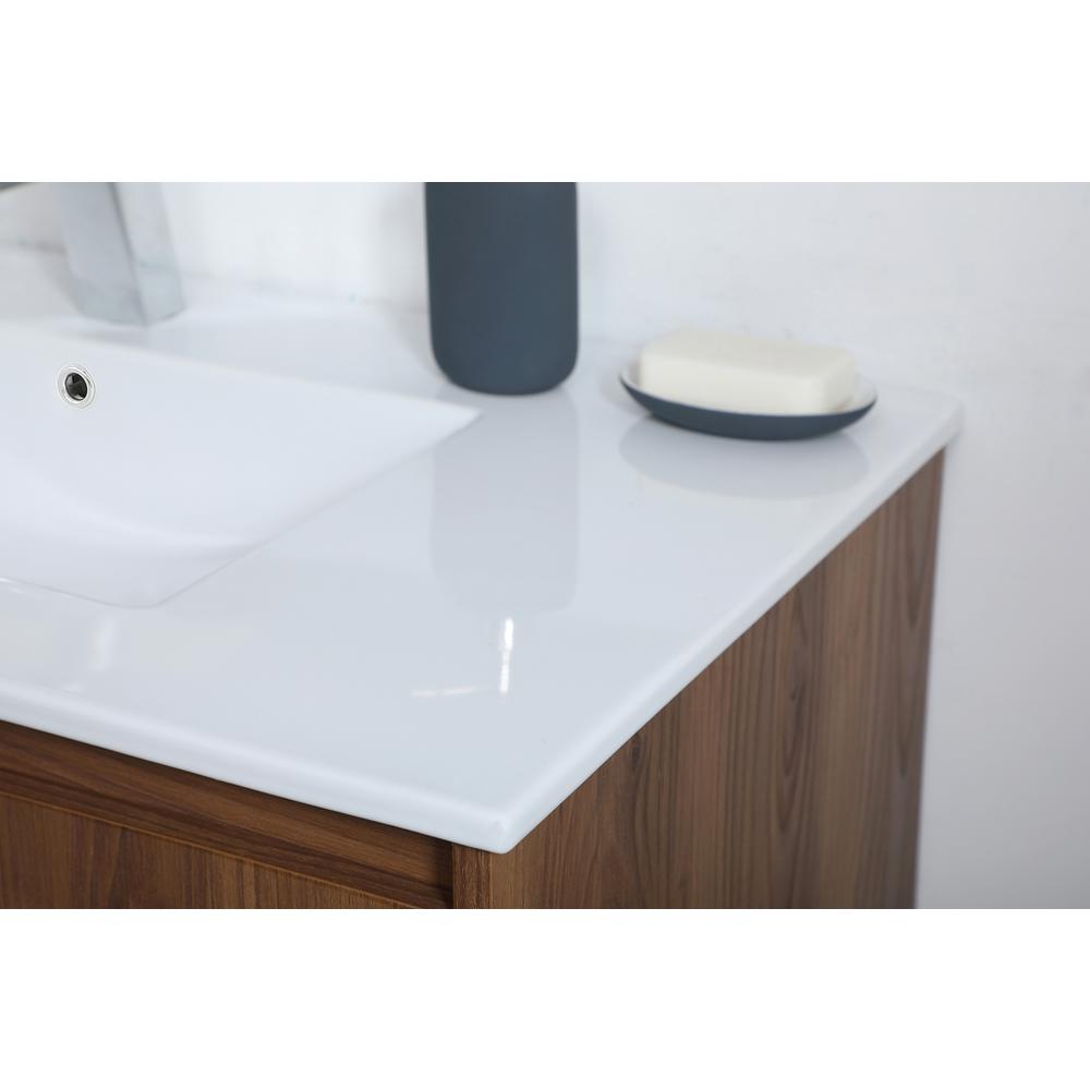 36 inch  Single Bathroom Floating Vanity in Walnut Brown. Picture 4