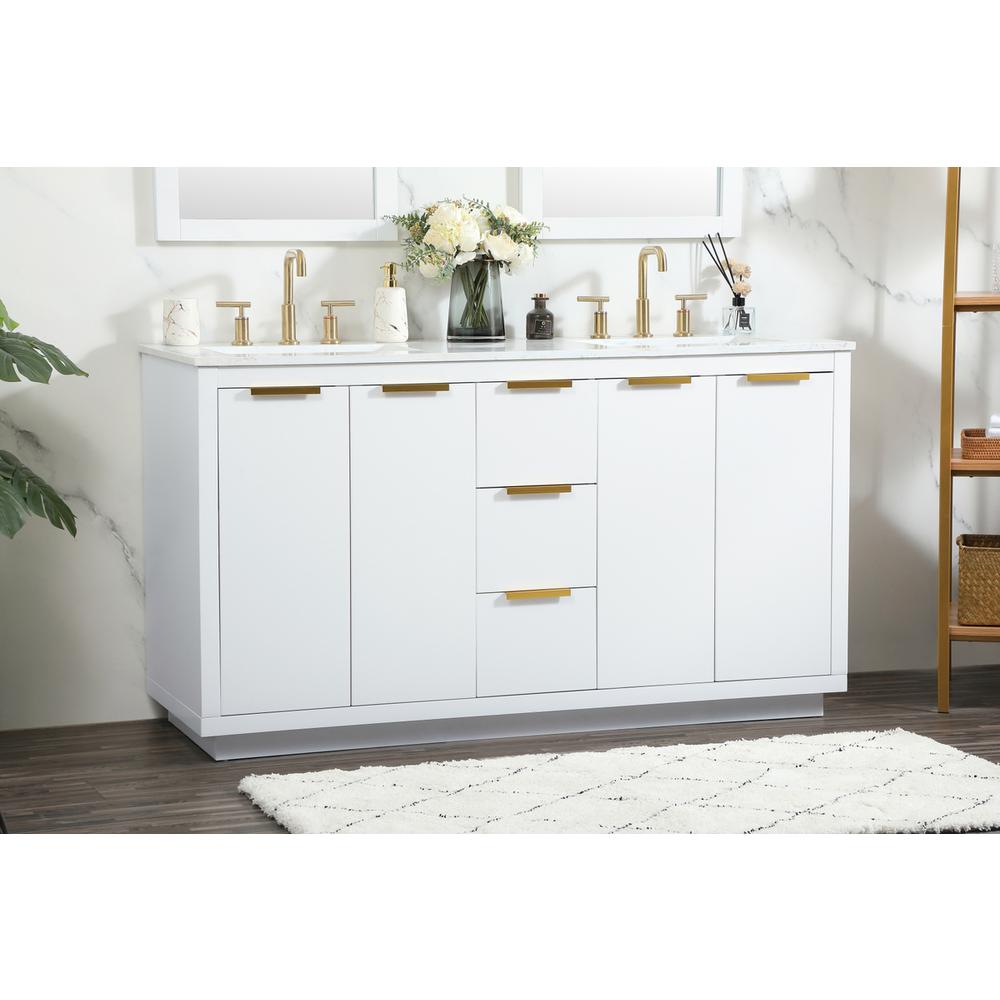 60 inch double bathroom vanity in white. Picture 2