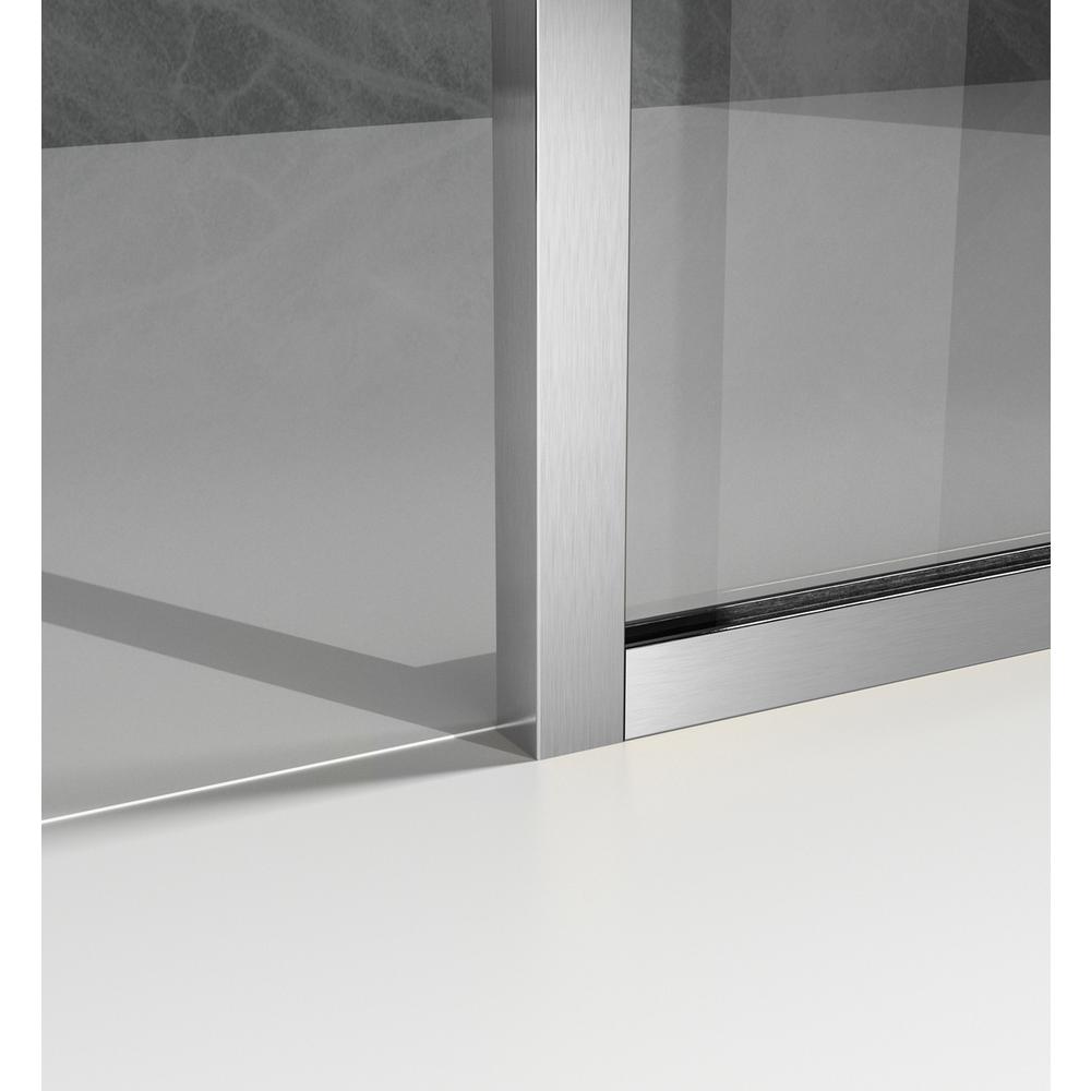Fixed framed shower door 35 x 76 Brushed Nickel. Picture 6