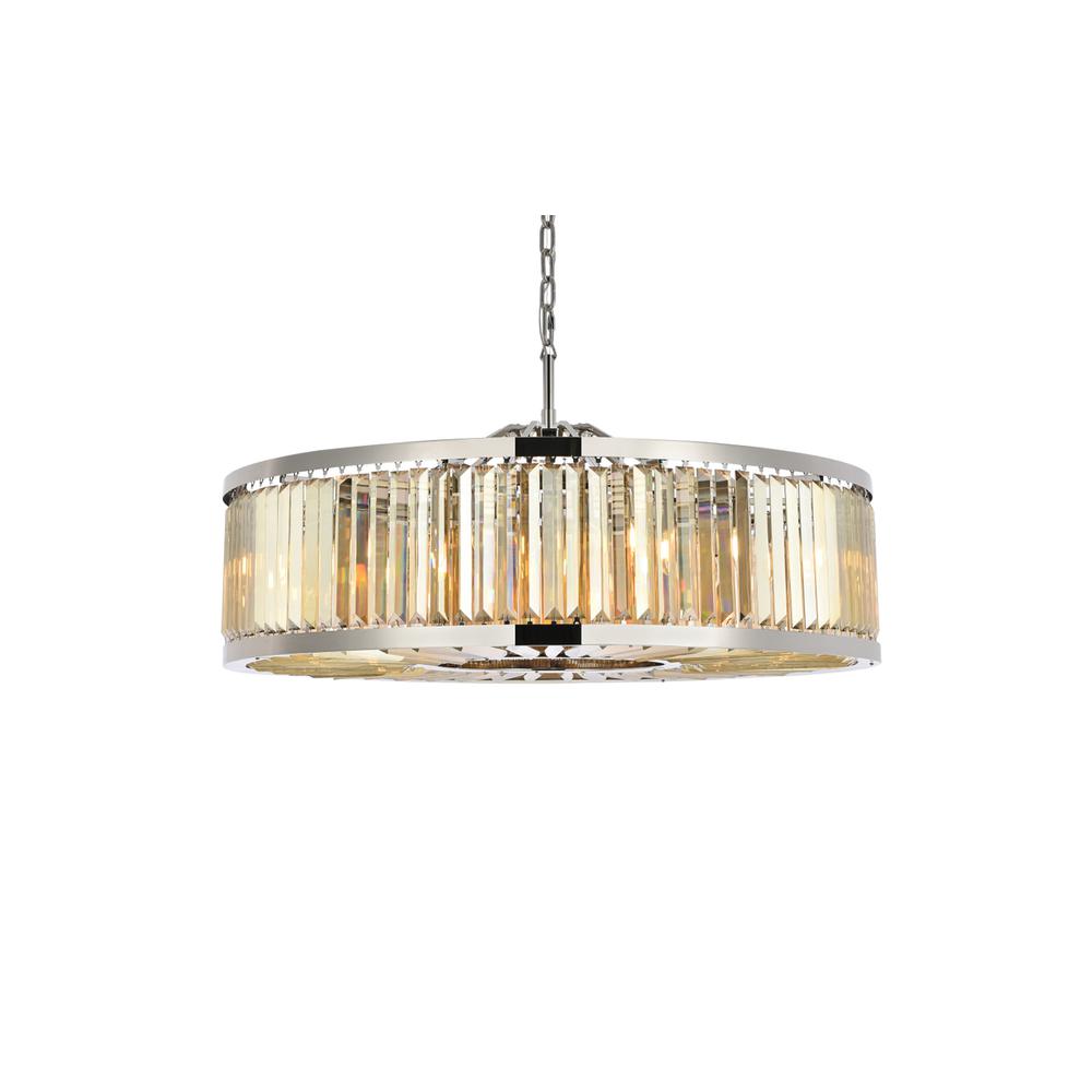 Chelsea 10 light polished nickel Chandelier Golden Teak. Picture 2