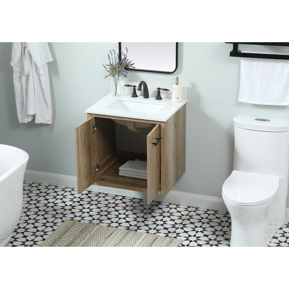 24 inch Single bathroom vanity in natural oak with backsplash. Picture 6