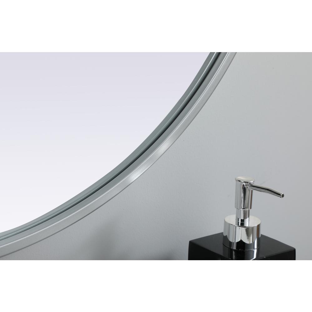 Metal Frame Oval Mirror 27x40 Inch in Silver. Picture 6
