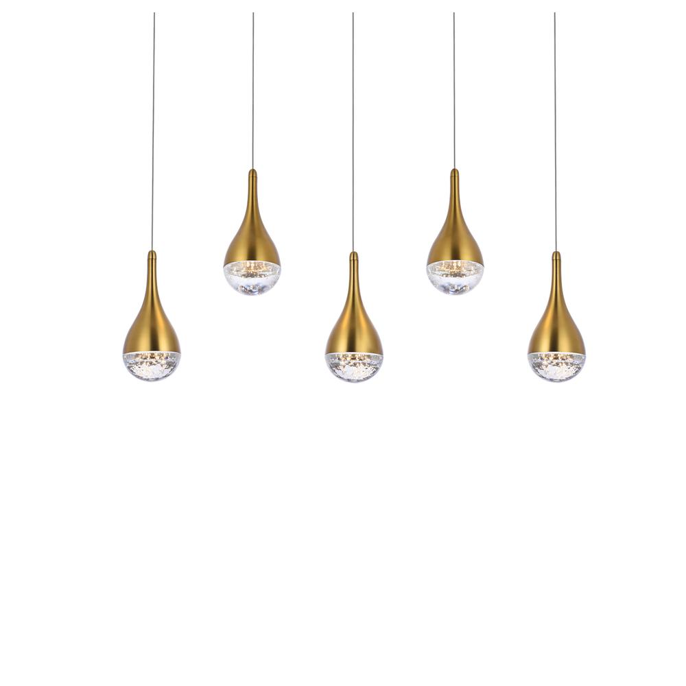 Amherst 34 inch LED pendant in satin gold. Picture 2