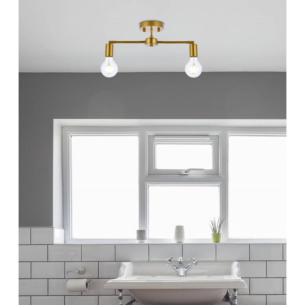 Zane 2 lights brass flush mount. Picture 7