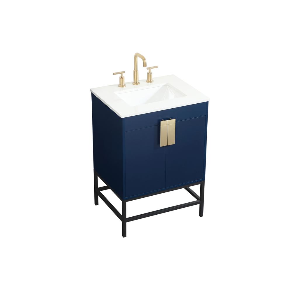 24 inch Single bathroom vanity in blue. Picture 8