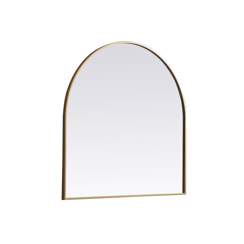 Metal Frame Arch Mirror 36x36 Inch in Brass. Picture 7