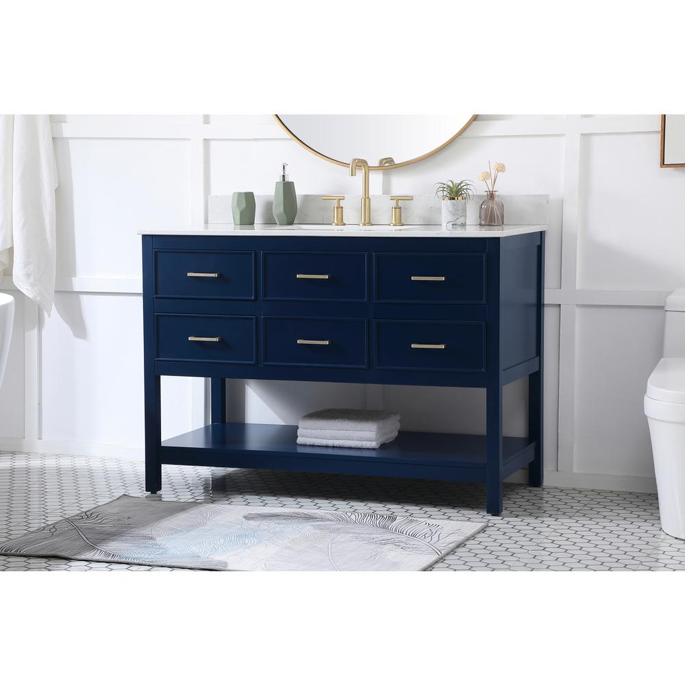 48 inch Single bathroom vanity in blue with backsplash. Picture 2