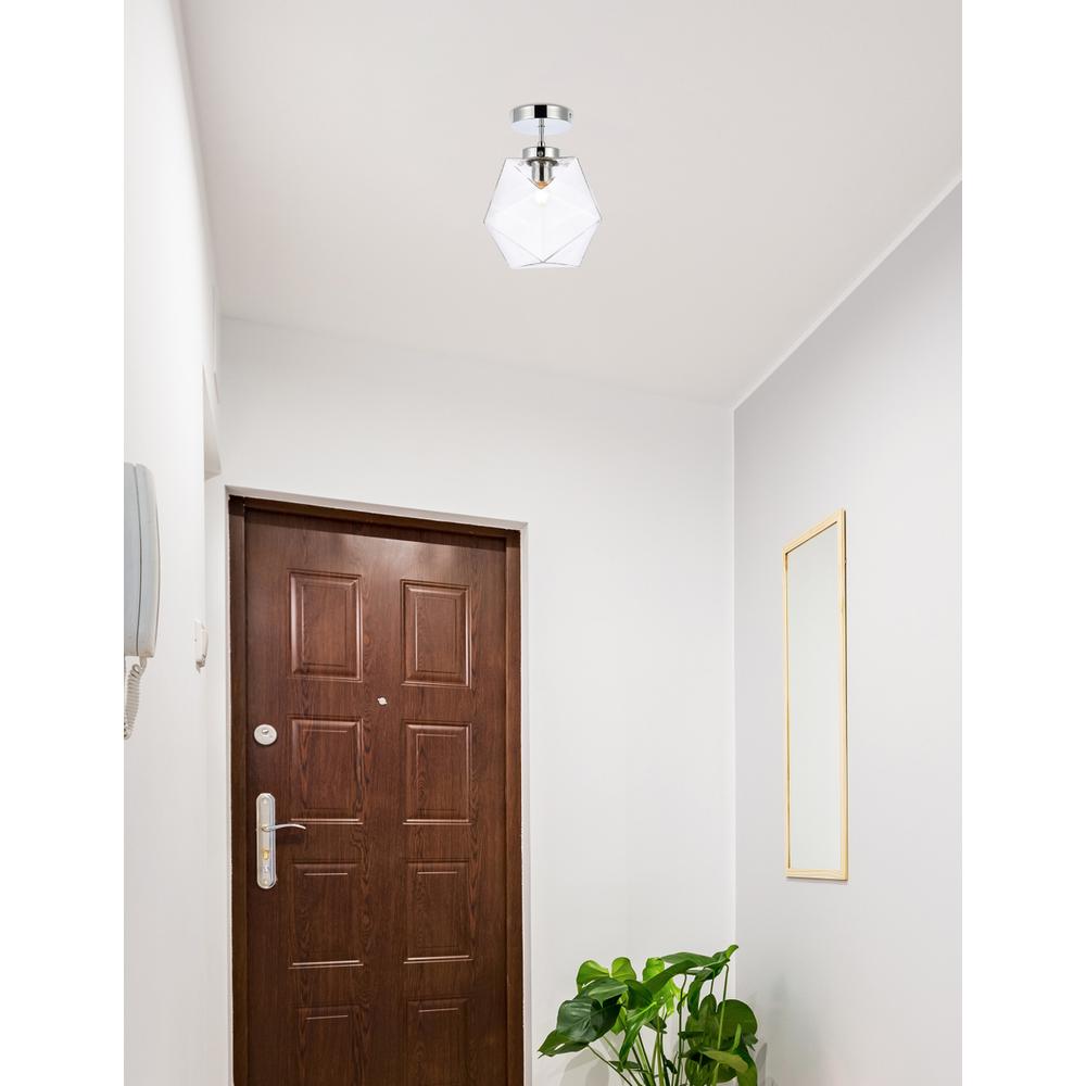 Lawrence 1 light chrome and clear glass flush mount. Picture 5