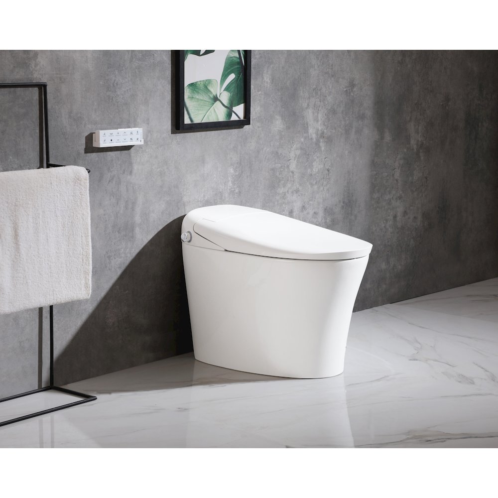 Smart Round Bidet Toilet in Glossy White. Picture 5