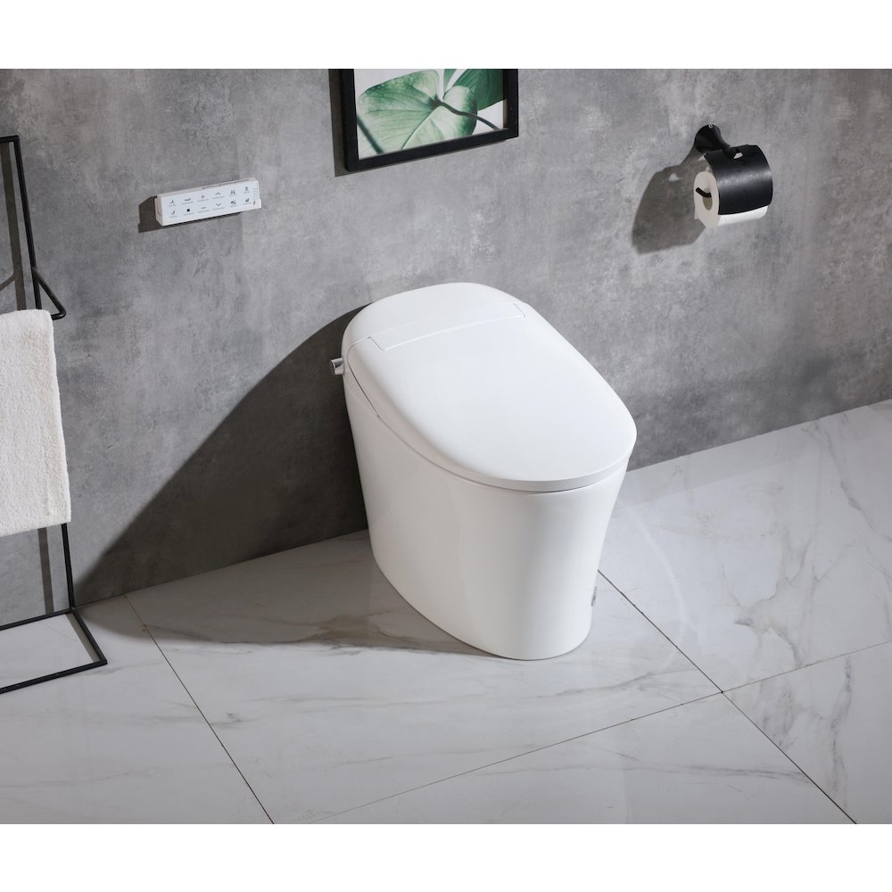 Smart Round Bidet Toilet in Glossy White. Picture 6