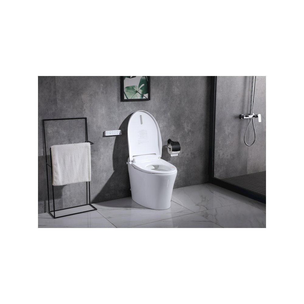 Smart Round Bidet Toilet in Glossy White. Picture 7