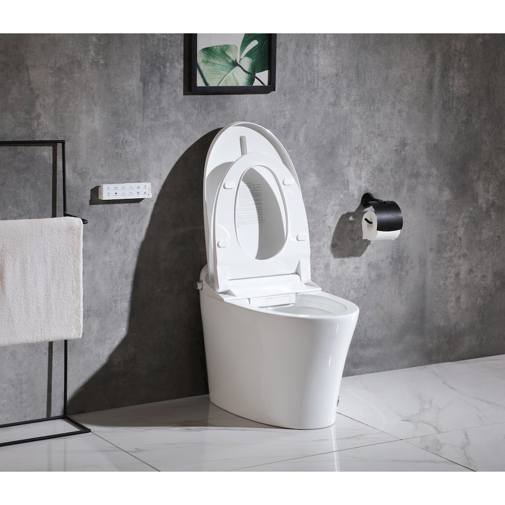 Smart Round Bidet Toilet in Glossy White. Picture 8
