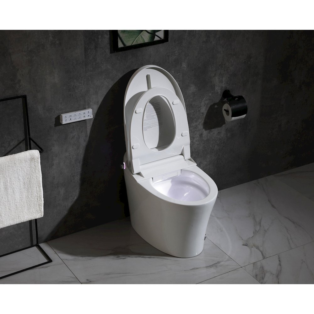 Smart Round Bidet Toilet in Glossy White. Picture 10