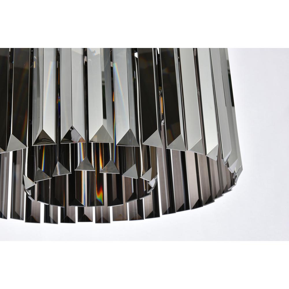 Sydney 6 light Matte Black Pendant Silver Shade (Grey) Royal Cut Crystal. Picture 3