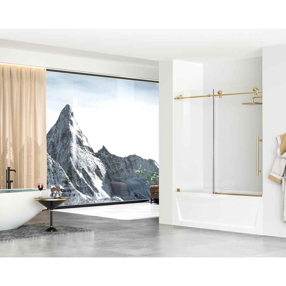 Frameless tub door 60 x 60 Brushed Gold. Picture 2