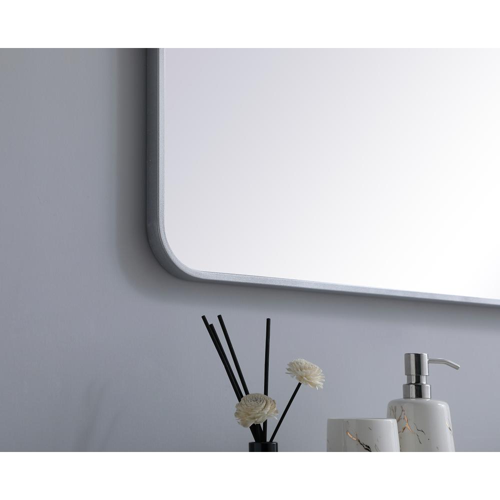 Soft corner metal rectangular mirror 30x60 inch in Silver. Picture 4