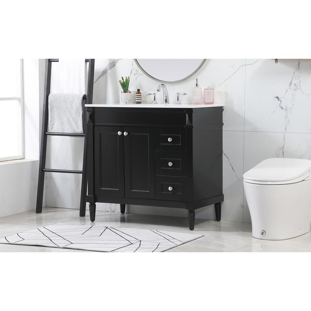 36 inch Single bathroom vanity in black with backsplash. Picture 2