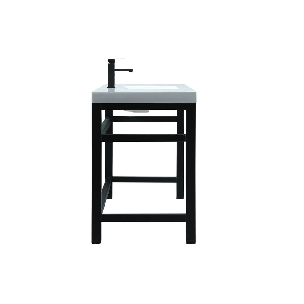 54 Inch ADA Compliant SIngle Bathroom Metal Vanity In Black. Picture 12