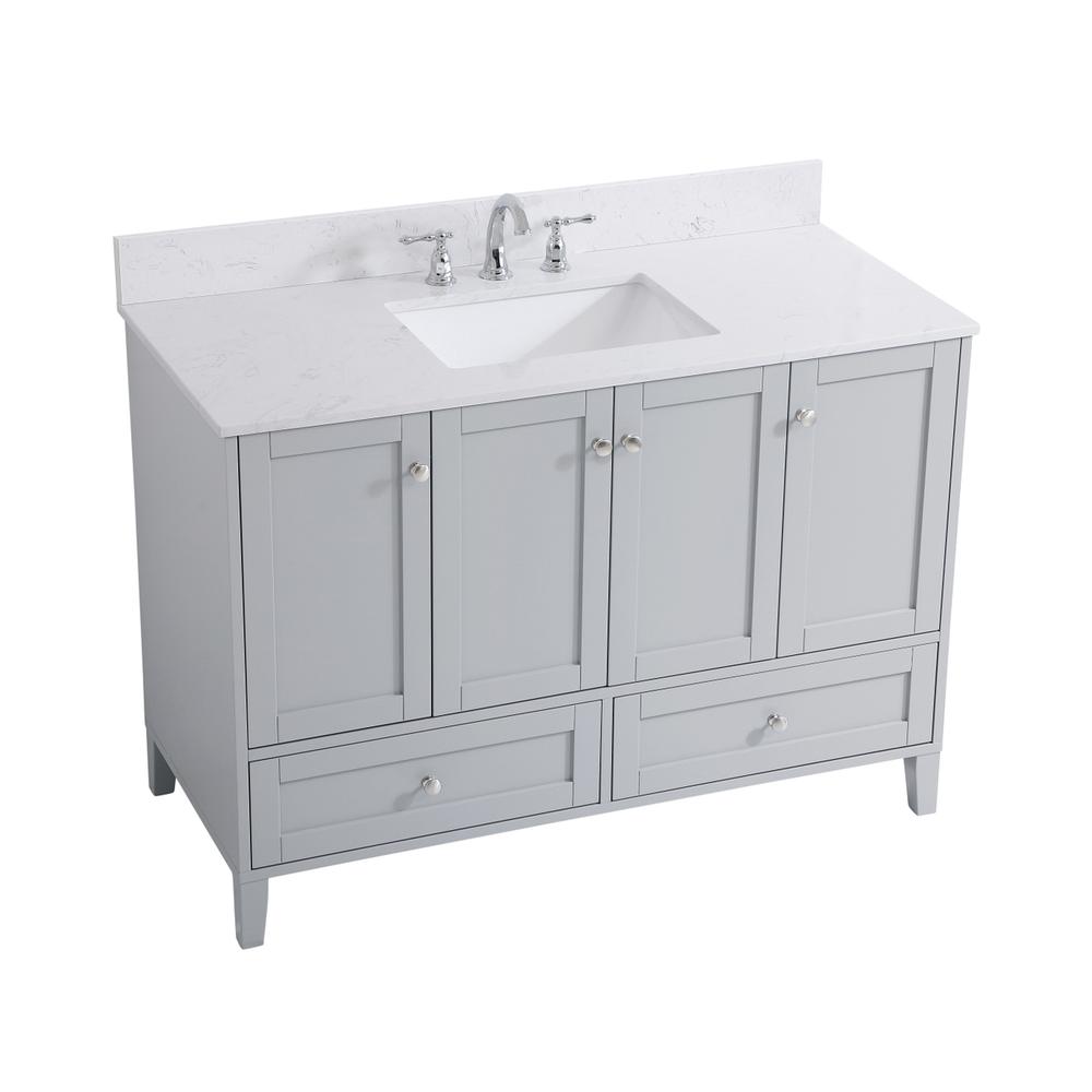 48 inch Single Bathroom Vanity in Grey with Backsplash. Picture 9
