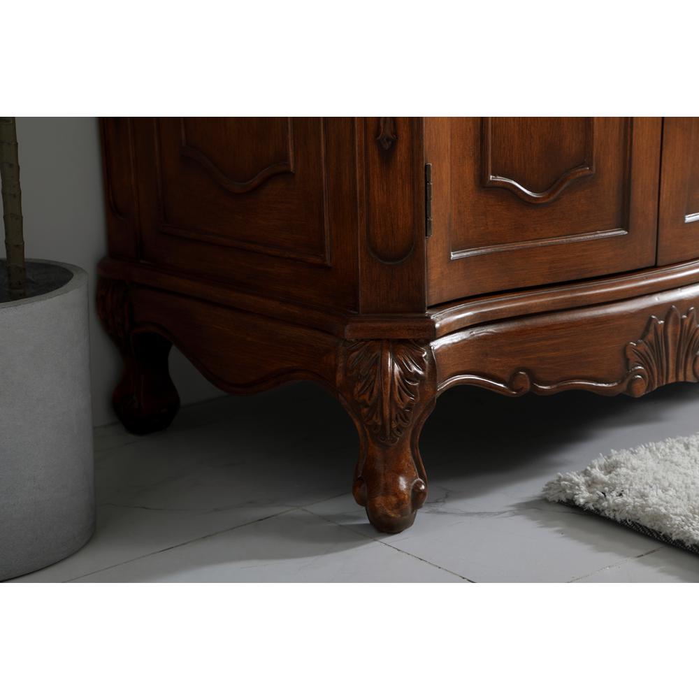 72 inch Double Bathroom vanity in Teak with ivory white engineered marble. Picture 5