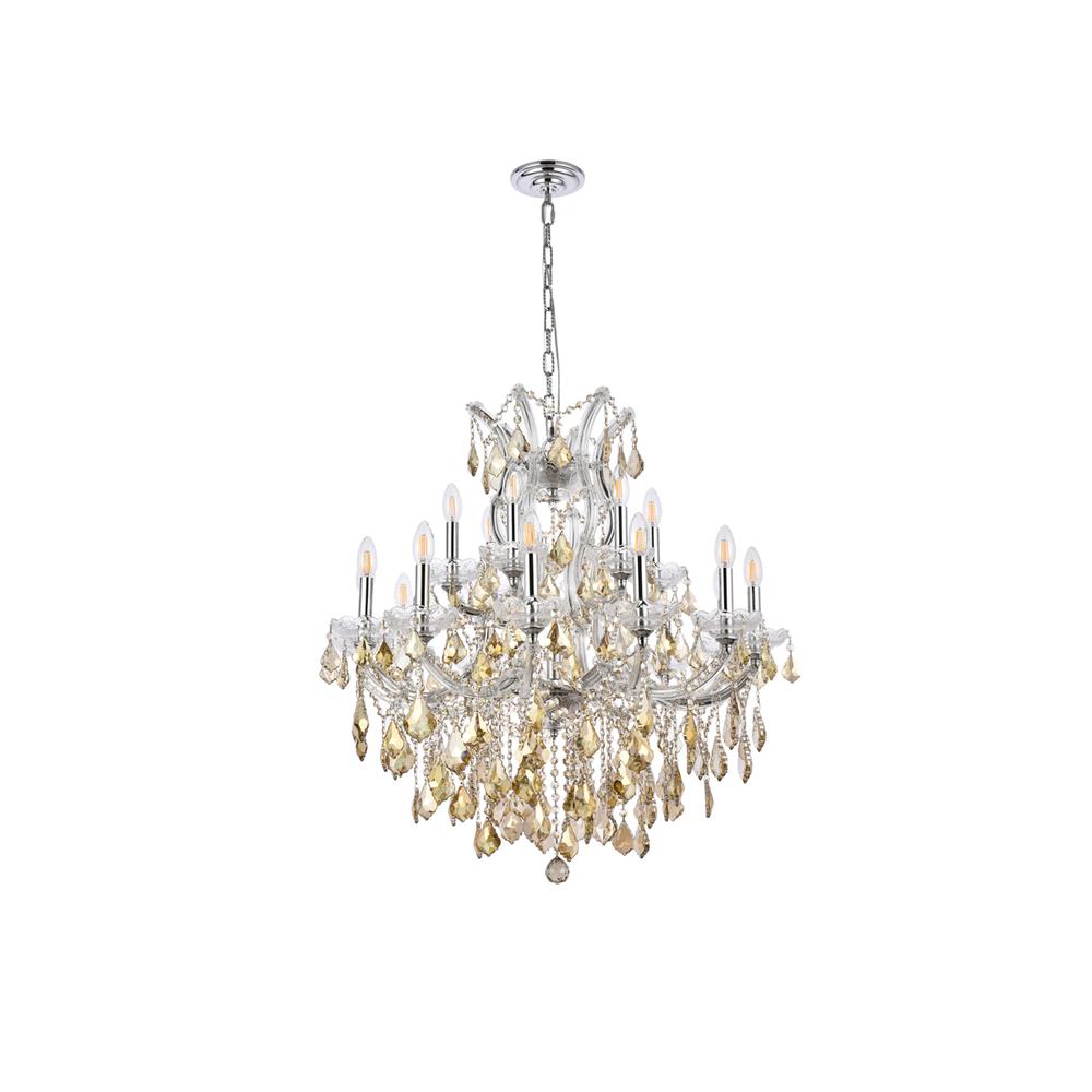 Maria Theresa 19 light Chrome Chandelier Golden Teak (Smoky) Royal Cut Crystal. Picture 6