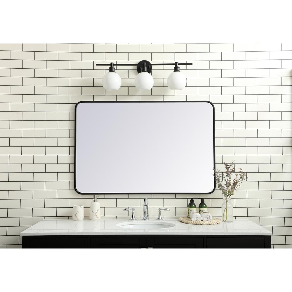 Soft corner metal rectangular mirror 28x42 inch in Black. Picture 9