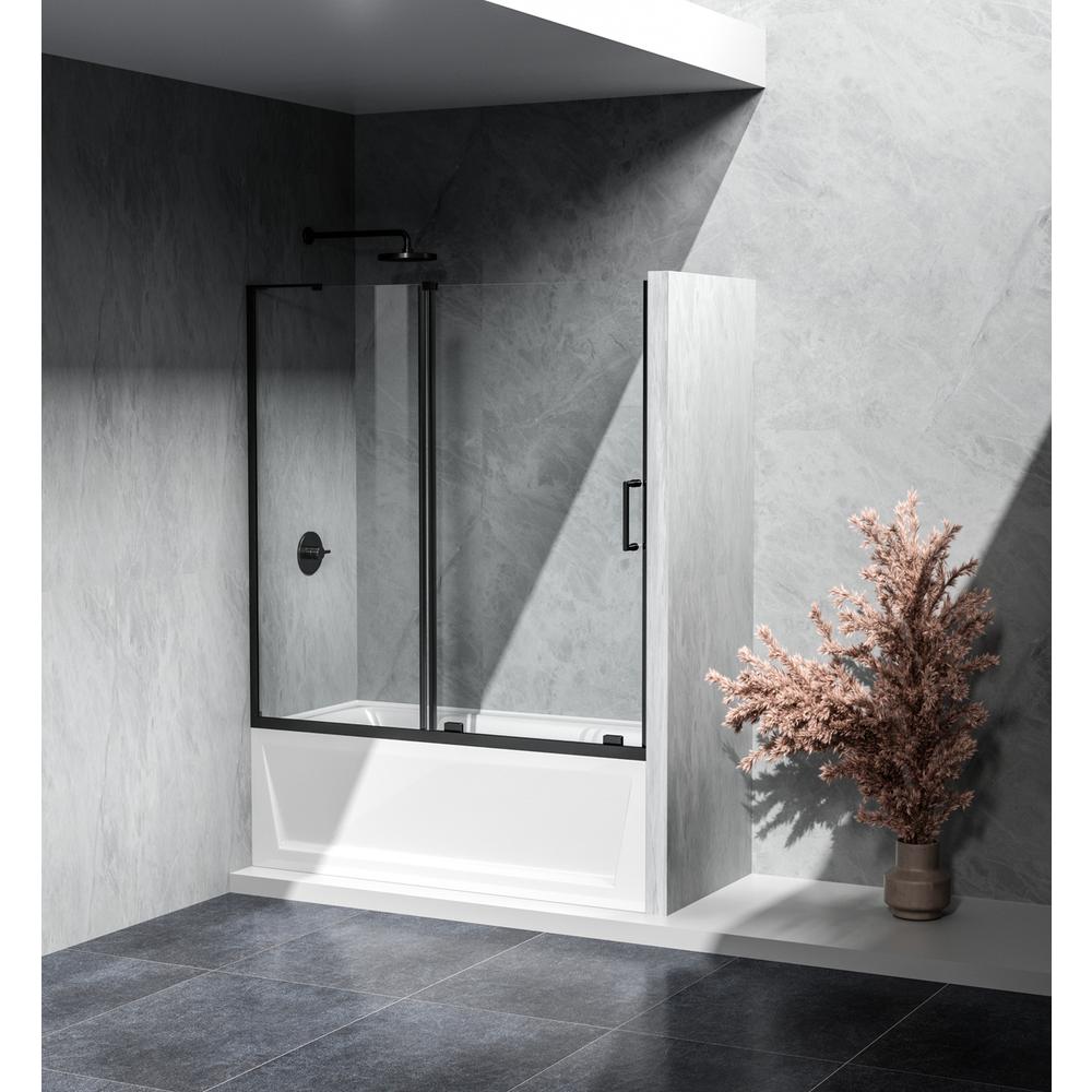 Frameless tub door 60 x 60 Matte Black. Picture 3