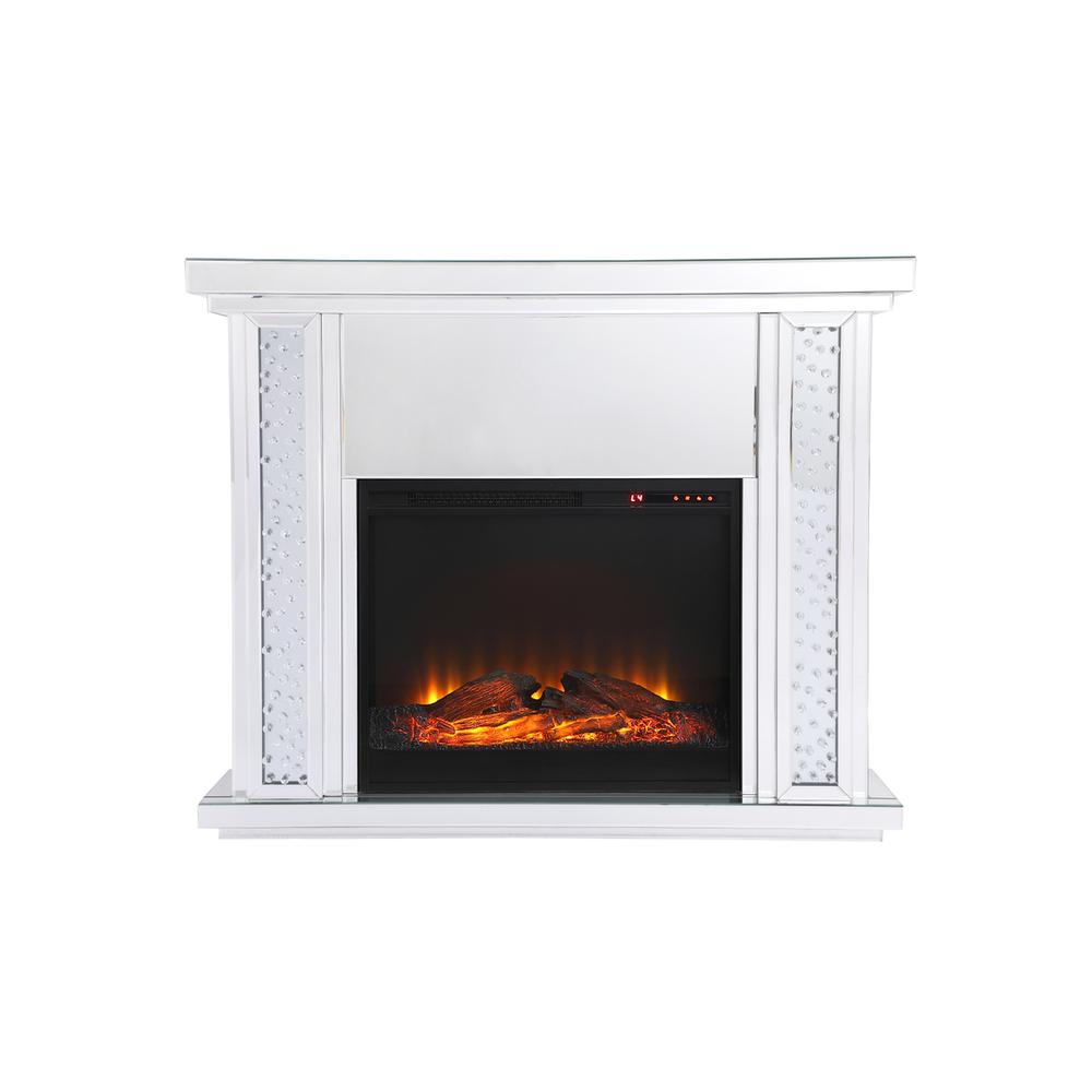 47.5 in. Crystal mirrored mantle with wood log insert fireplace. Picture 1