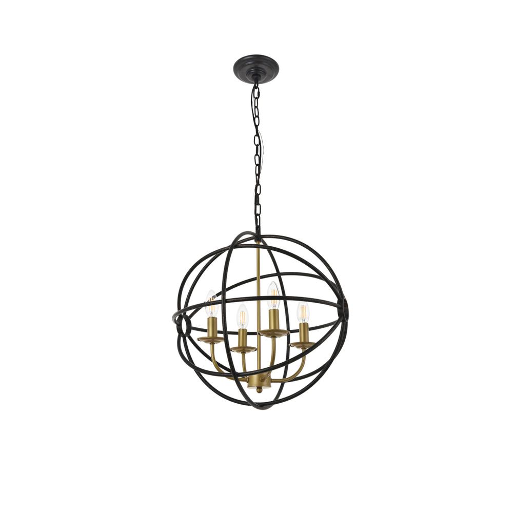 Octavia 4 light Brass and Dark Brown Pendant. Picture 4