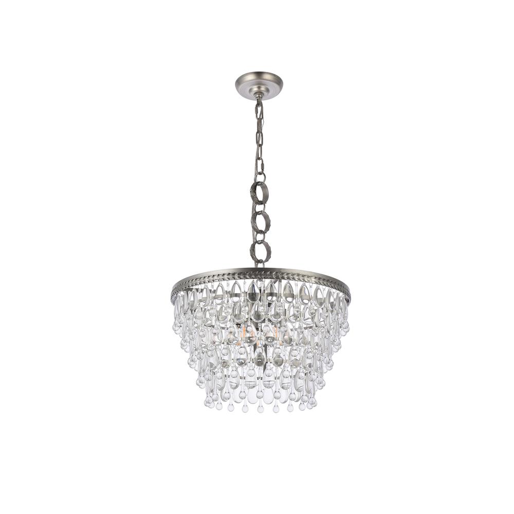 Nordic 5 light antique silver Pendant Clear Royal Cut Crystal. Picture 6
