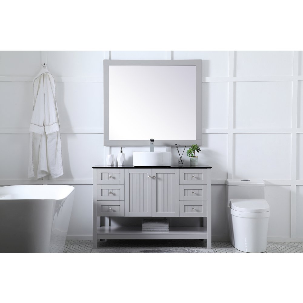 48 Inch Vessel Sink Bathroom Vanity In Gray. Picture 5