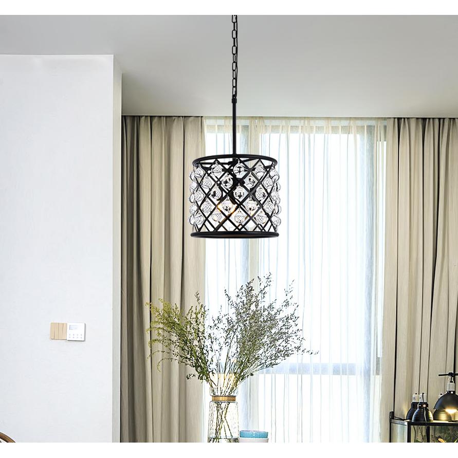 Madison 3 light Matte Black Pendant Clear Royal Cut Crystal. Picture 7