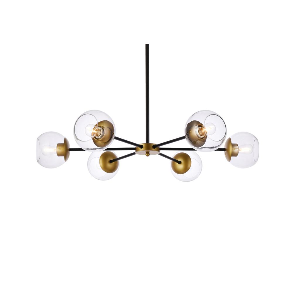 Briggs 36 inch pendant in black and brass with clear shade. Picture 2