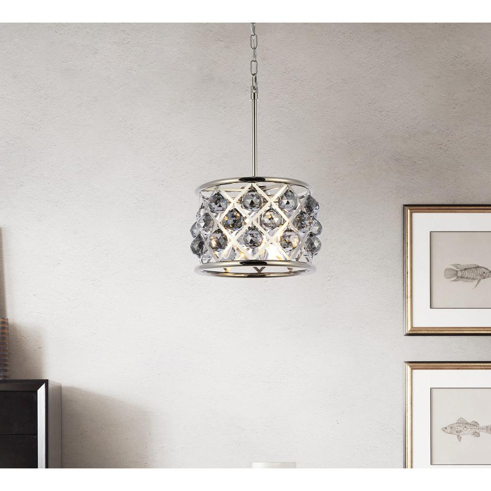 Madison 3 light polished Nickel Pendant Silver Shade (Grey) Royal Cut Crystal. Picture 8