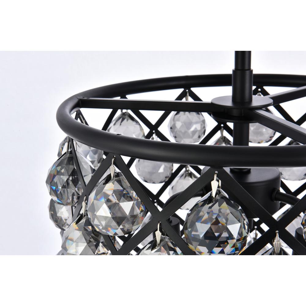 Madison 4 light Matte Black Pendant Silver Shade (Grey) Royal Cut Crystal. Picture 5